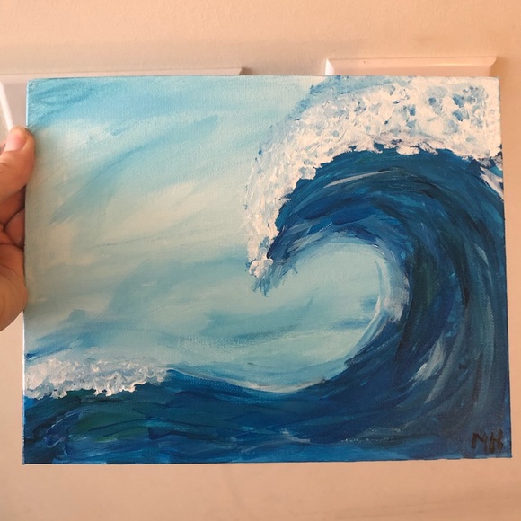 Hand Painted Wave- Acrylic paint on canvas - Picture 3 of 4